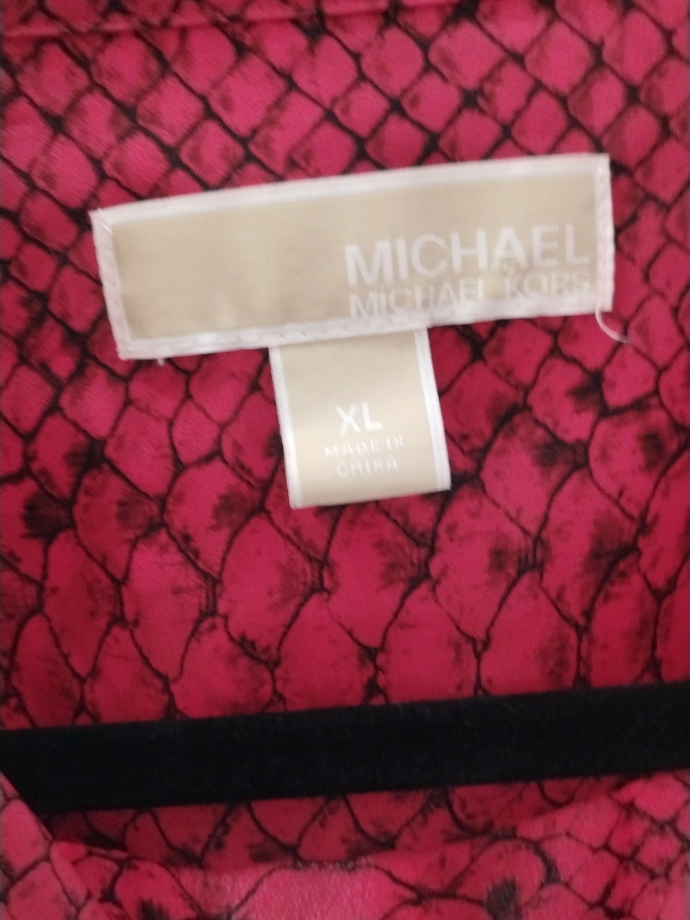 Michael Kors Red Snakeskin-Print Zip Front Blouse SZ XL - Picture 5 of 7